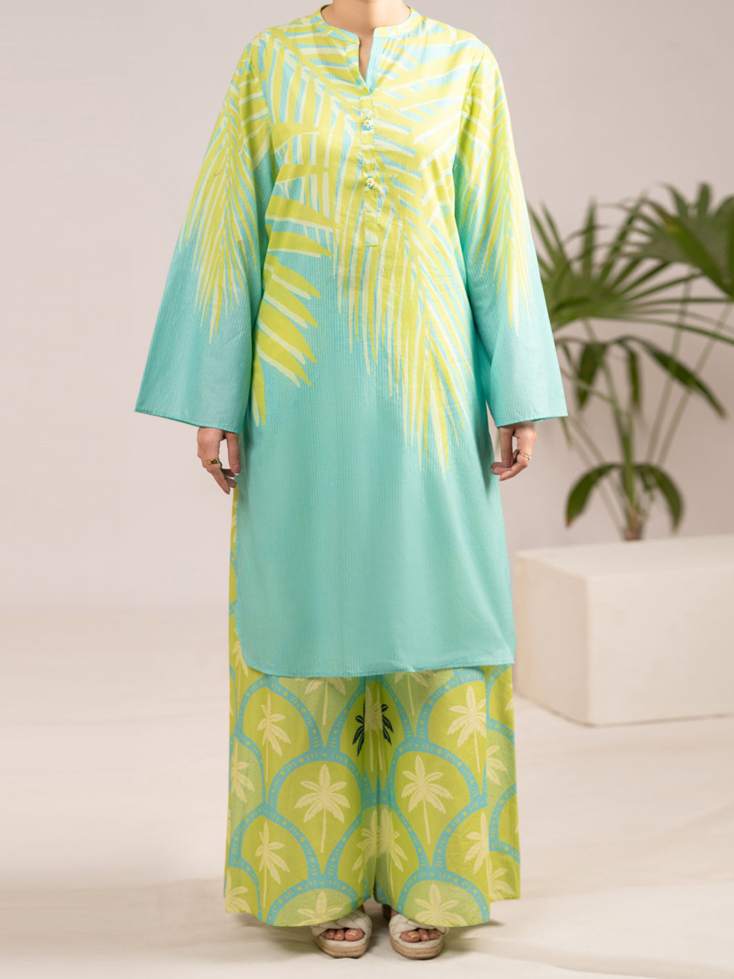 Aqua Blue Lawn 2Pc Stitched - AL-2PS-LKS-1110