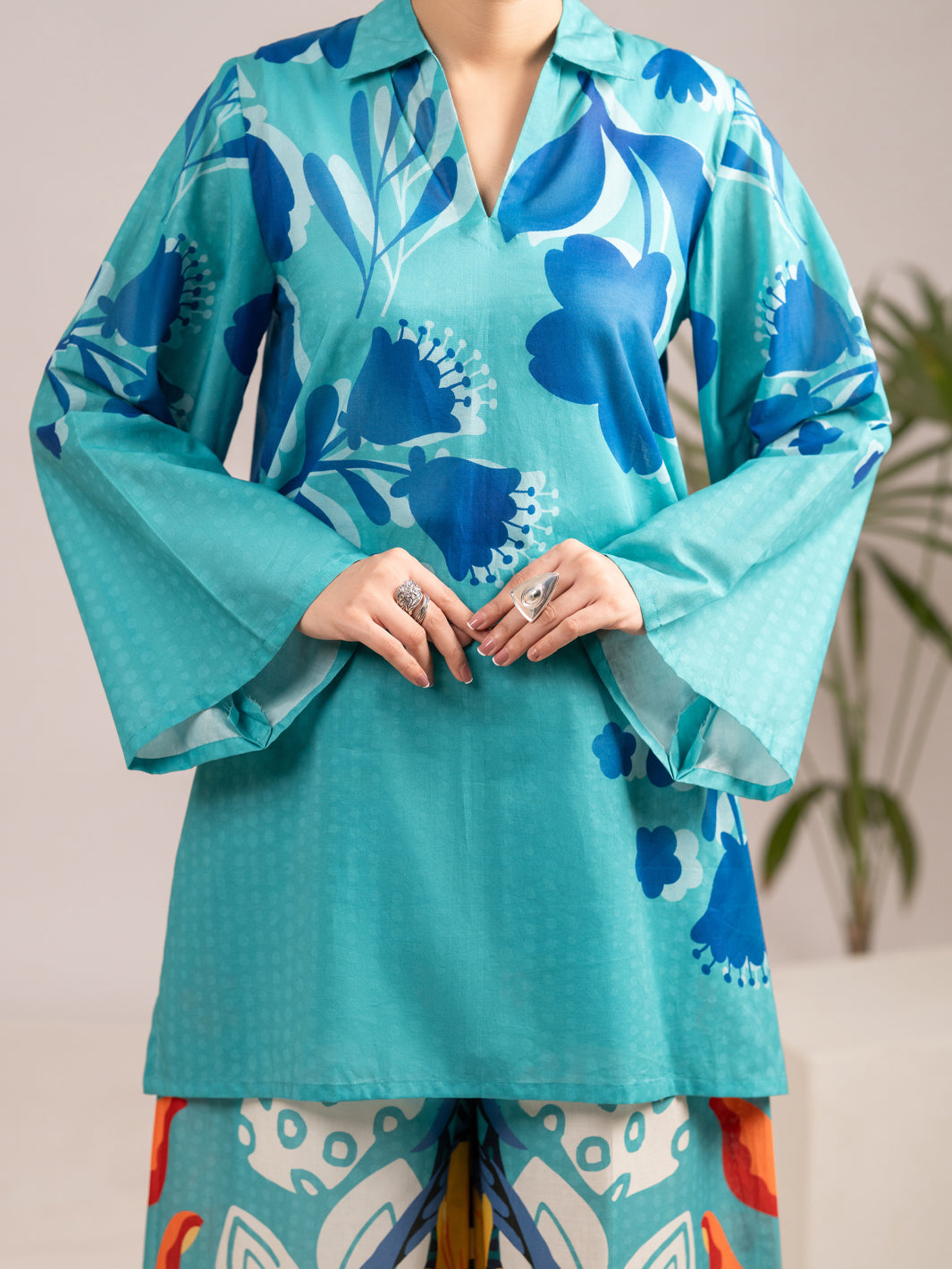 Aqua Blue Lawn 2Pc Stitched - AL-2PS-LKS-1112