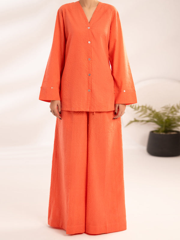 Peach Seersucker 2Pc Stitched - AL-2PS-LKS-1121