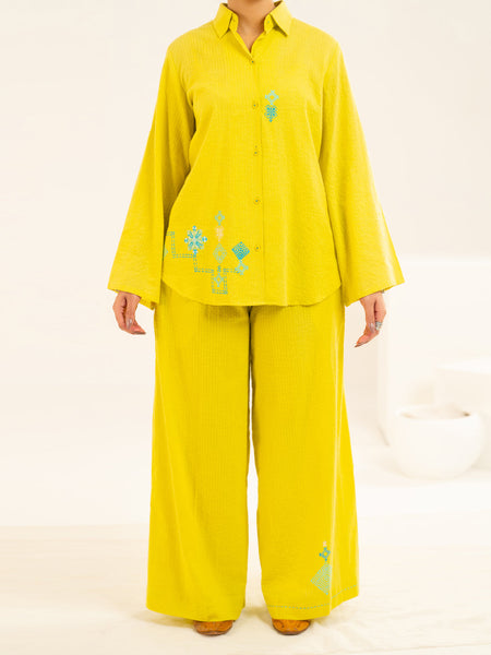 Lime Seersucker 2Pc Stitched - AL-LKS-1136