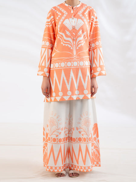 Peach Lawn Stitched 2Pc - AL-2PS-LKS-1149