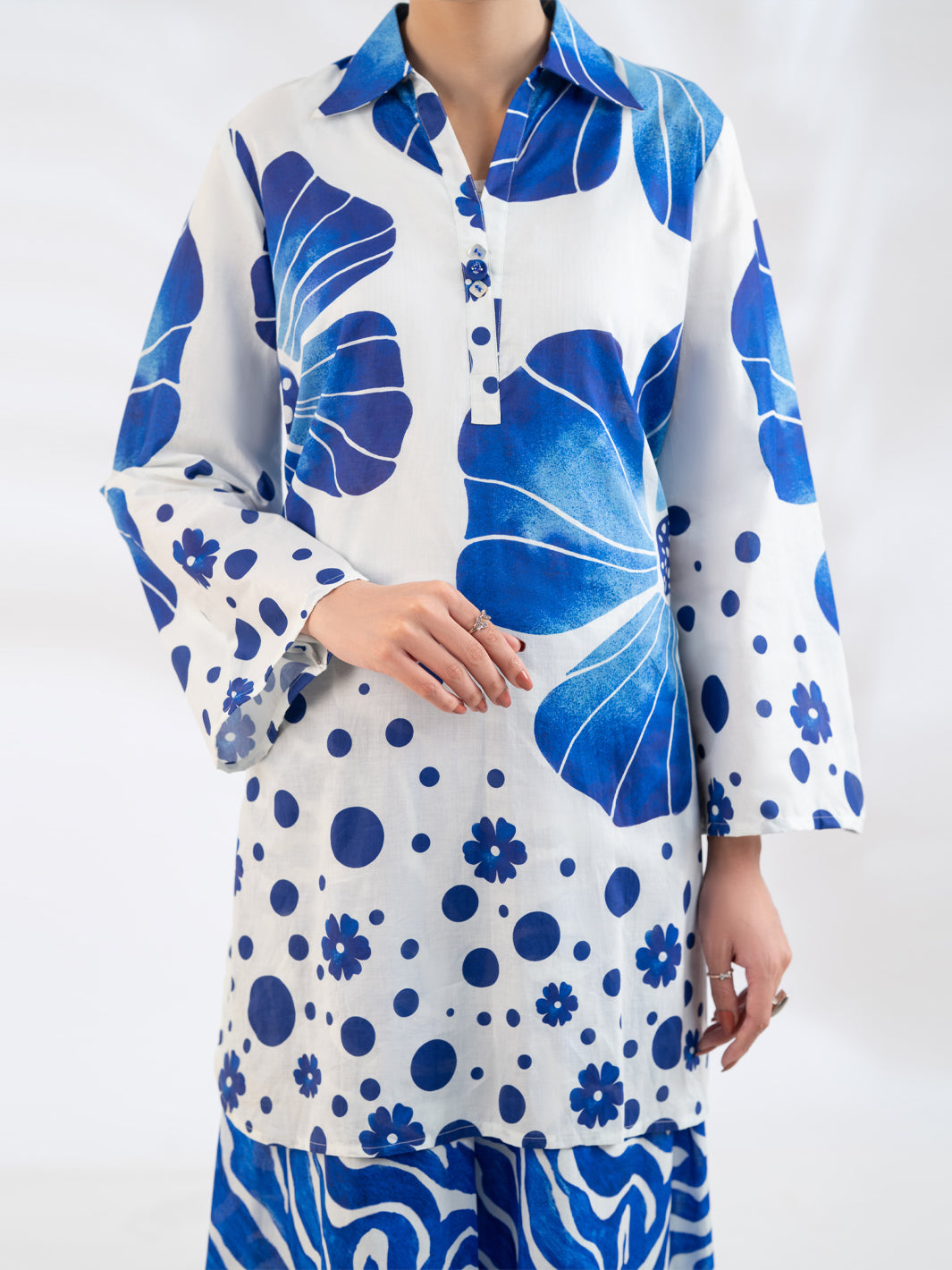Blue Lawn Stitched 2Pc - AL-2PS-LKS-1151