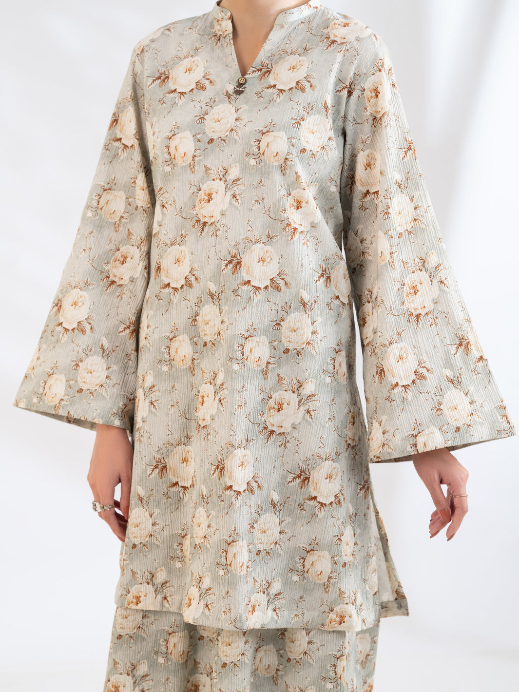 Light Grey Seersucker 2Pc Stitched - AL-2PS-LKS-1180