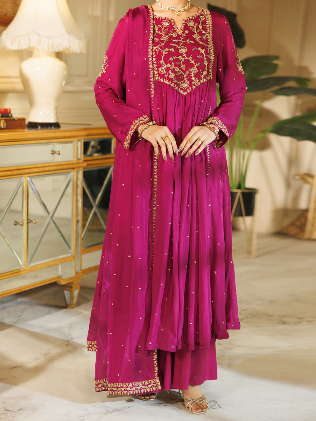 Purple Raw Silk Formal 3Pc Stitched - AL-3PS-LS-596
