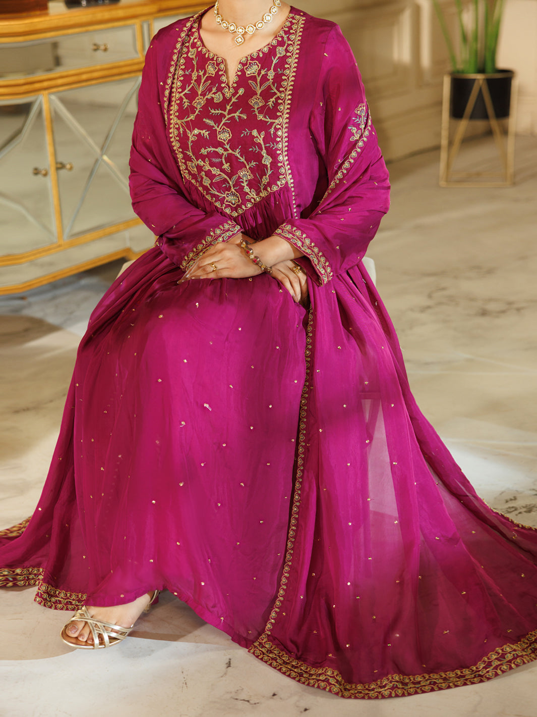 Purple Raw Silk Formal 3Pc Stitched - AL-3PS-LS-596