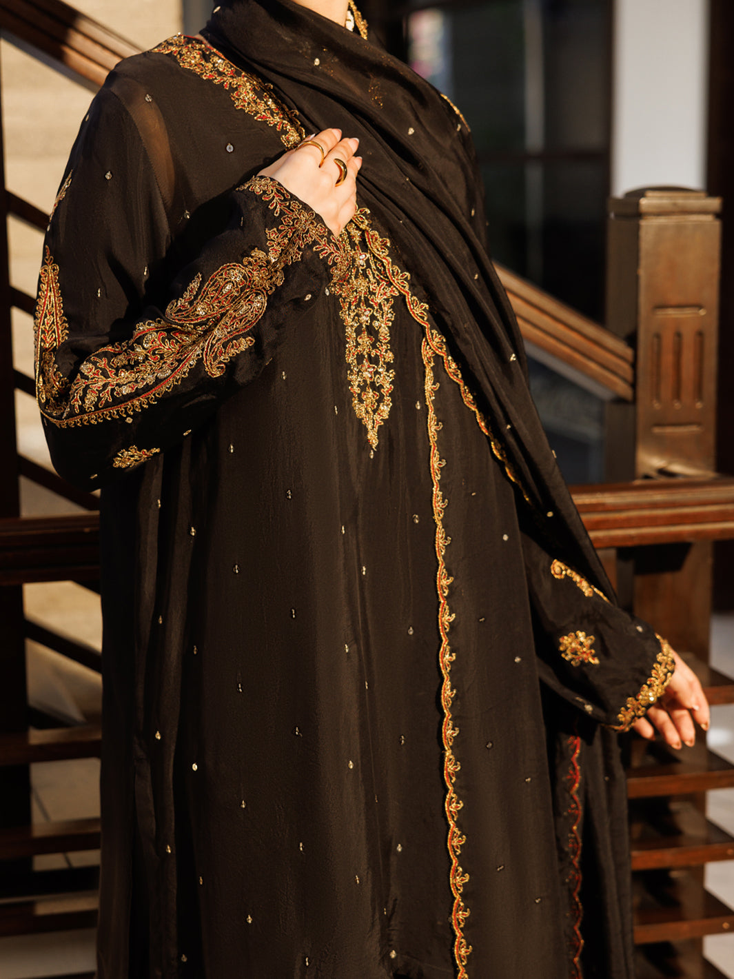 Black Amore Silk Formal Stitched 3Pc- AL-3PS-LS-621