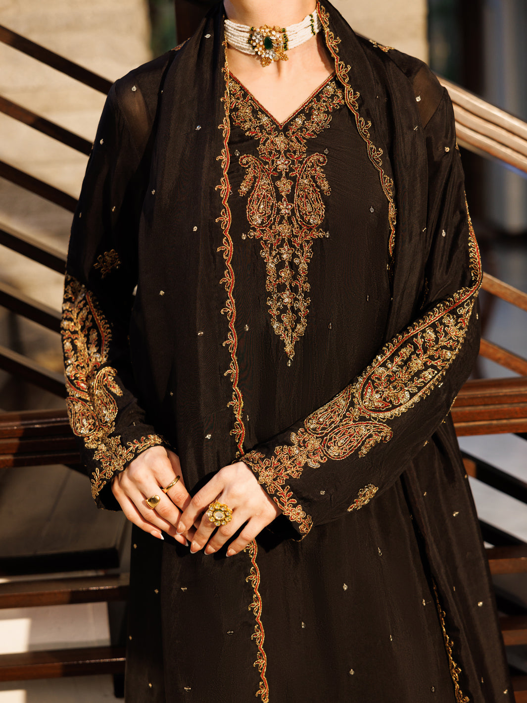 Black Amore Silk Formal Stitched 3Pc- AL-3PS-LS-621