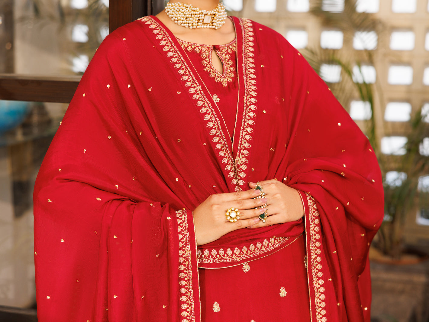 Red Amore Silk Formal Stitched 3Pc- AL-3PS-LS-622
