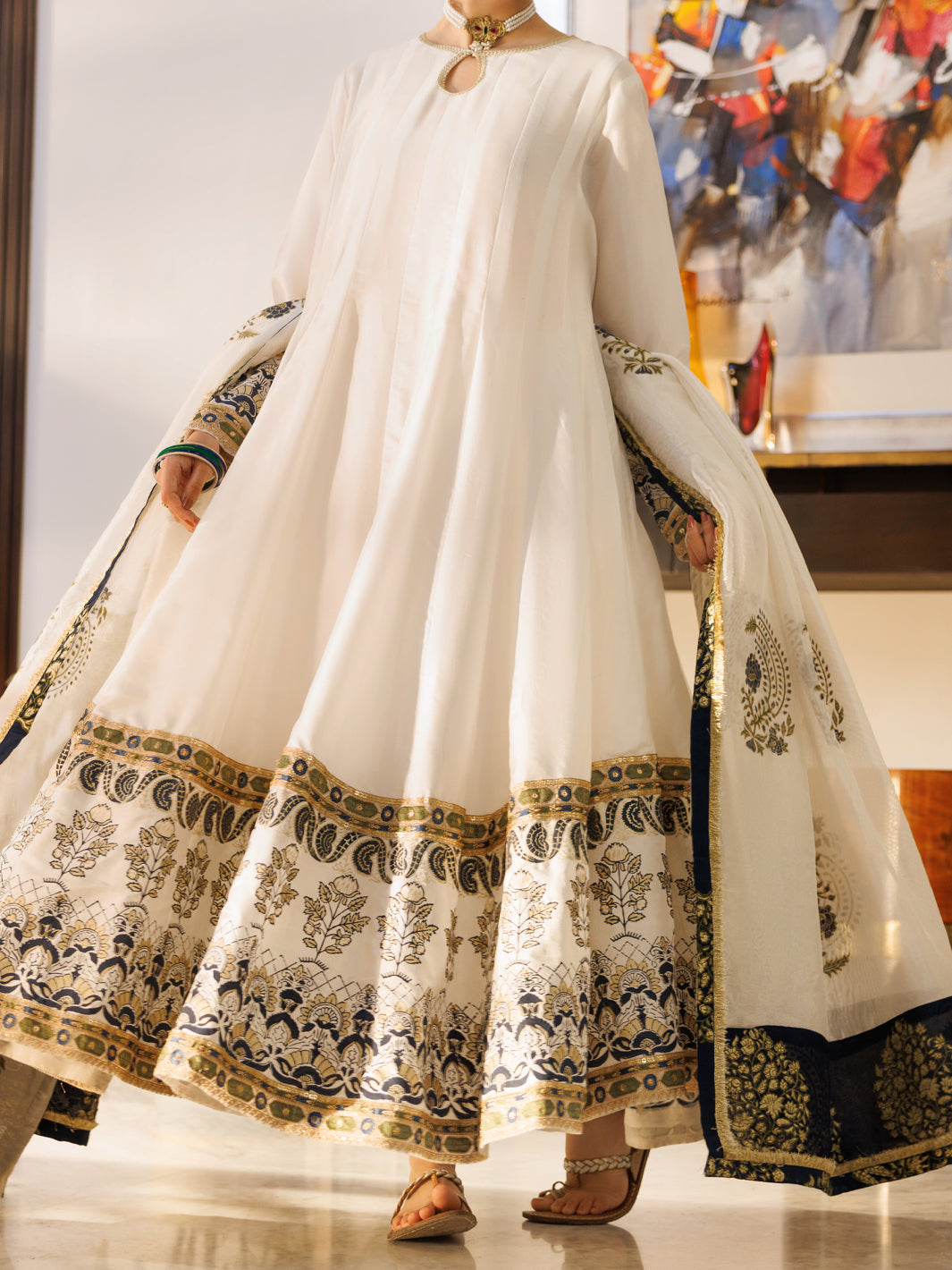 White Silk Formal Stitched 3PC - AL-3PS-LS-623