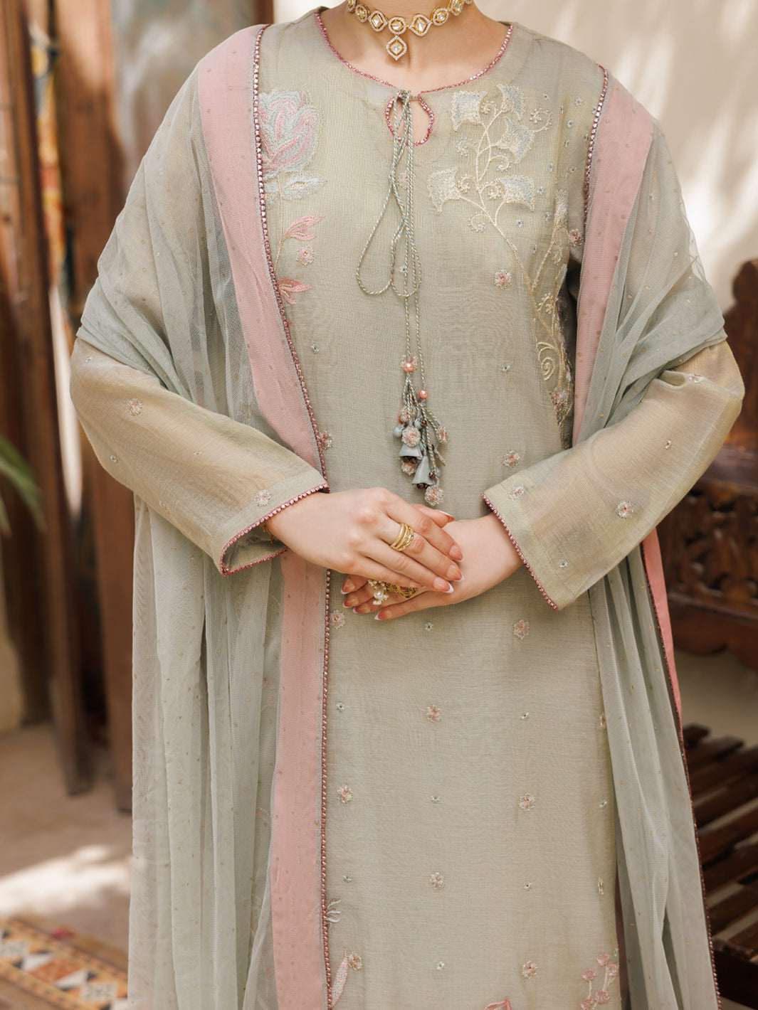 Pistachio Green Formal Stitched 3Pc- AL-3PS-LS-626