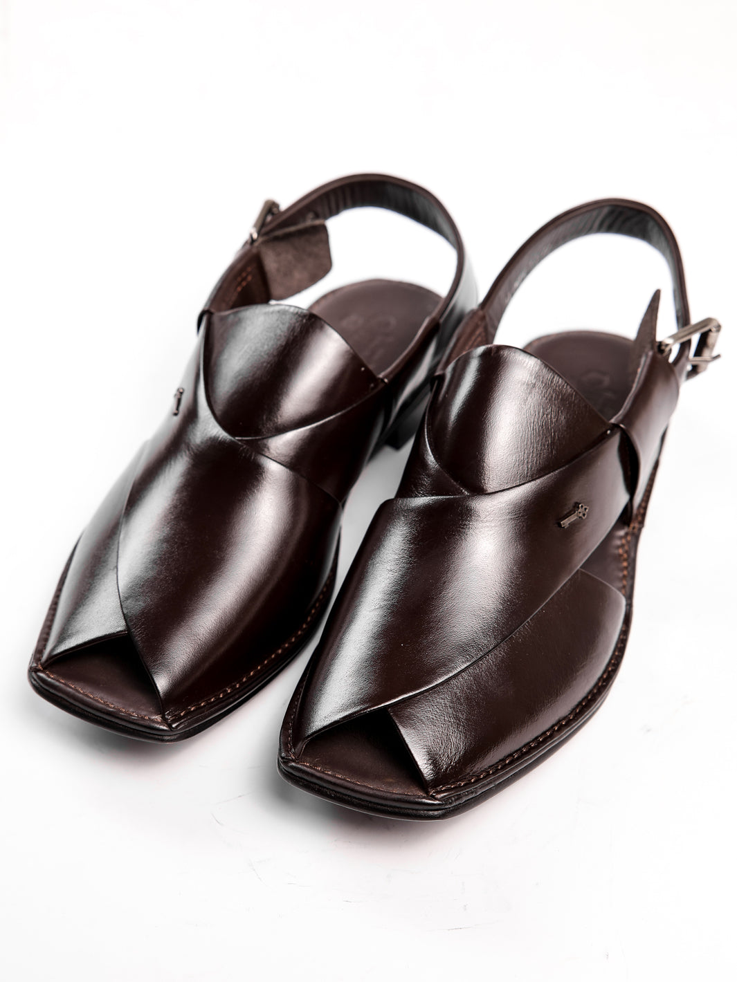 Brown Leather Peshawari Sandals - AL-MFW-HC-172