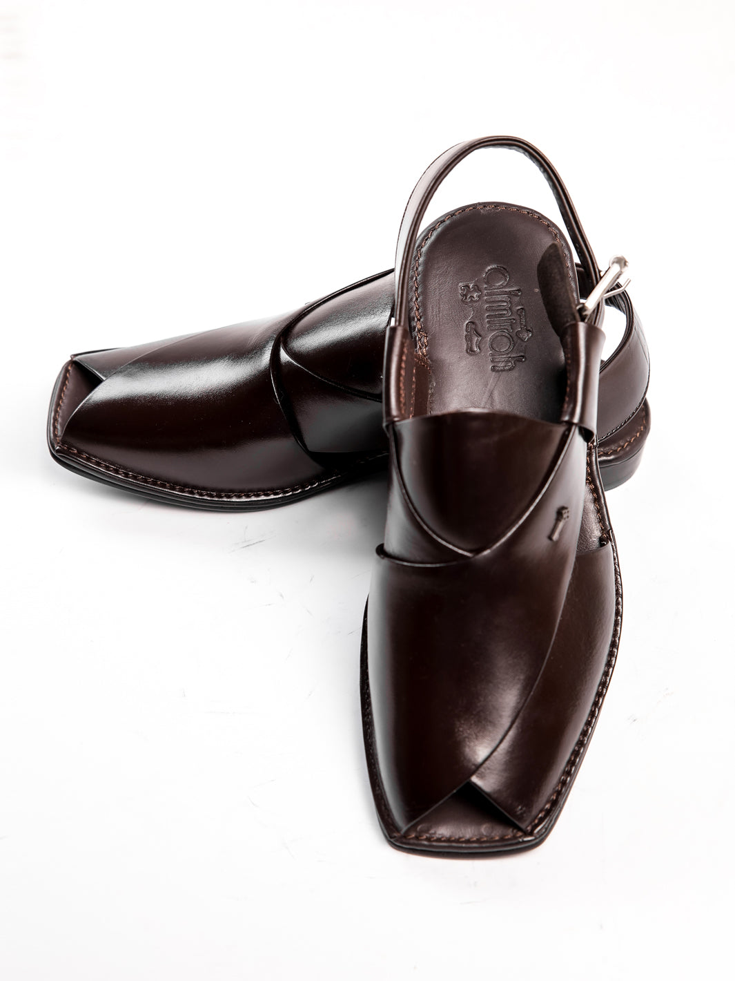 Brown Leather Peshawari Sandals - AL-MFW-HC-172