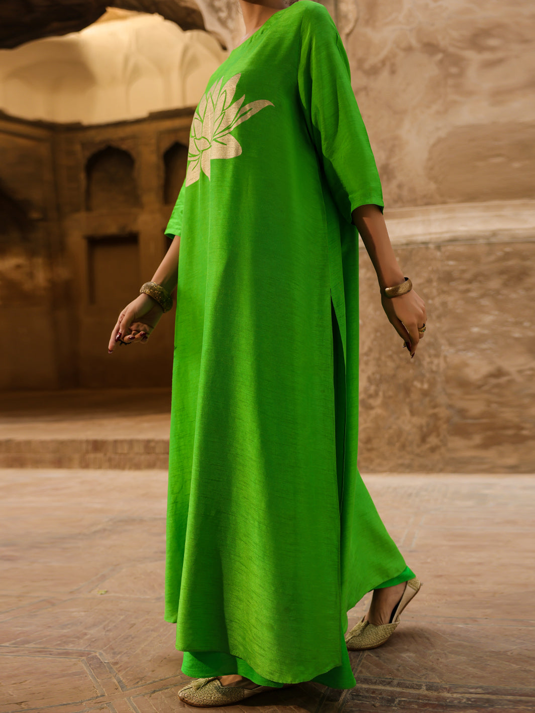 Neon Green Raw Silk Formal 2Pc Stitched - AL-SS-LS-LKS-616