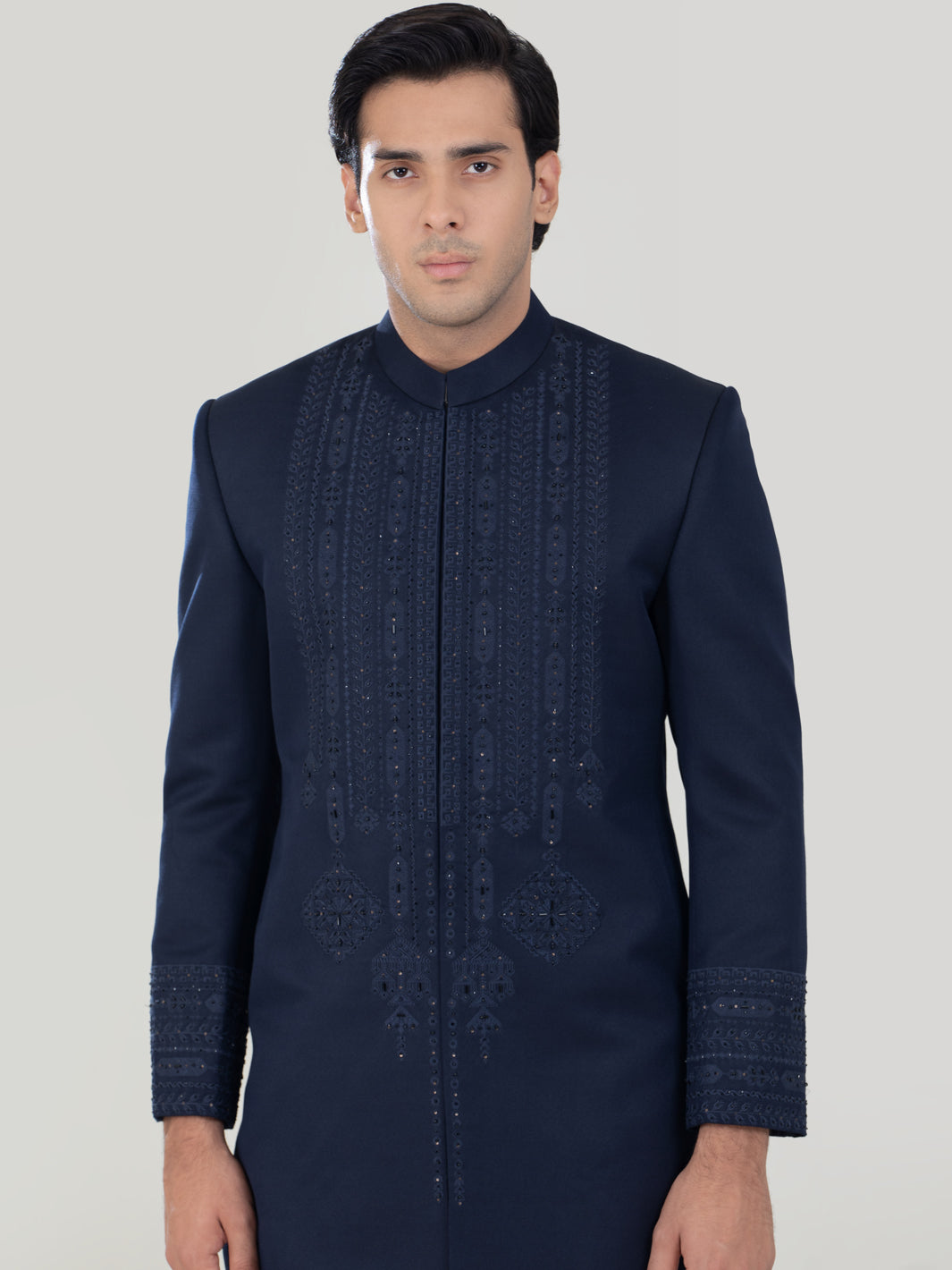 Navy Blue Blended Sherwani - AL-SW-133