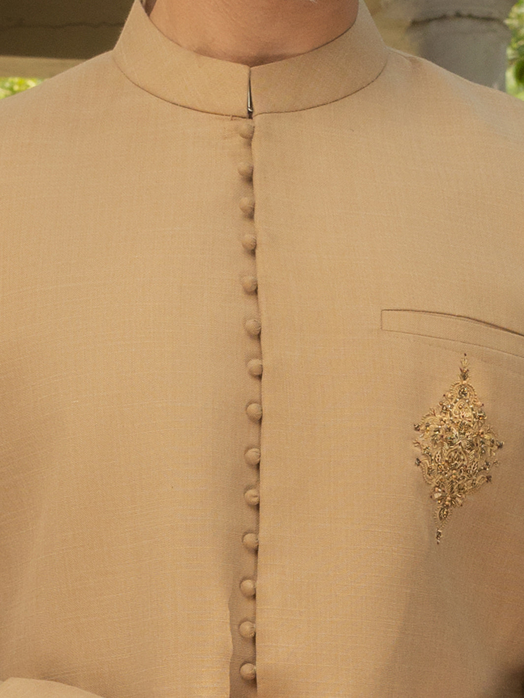 Beige Embroidered Sherwani - AL-SW-147
