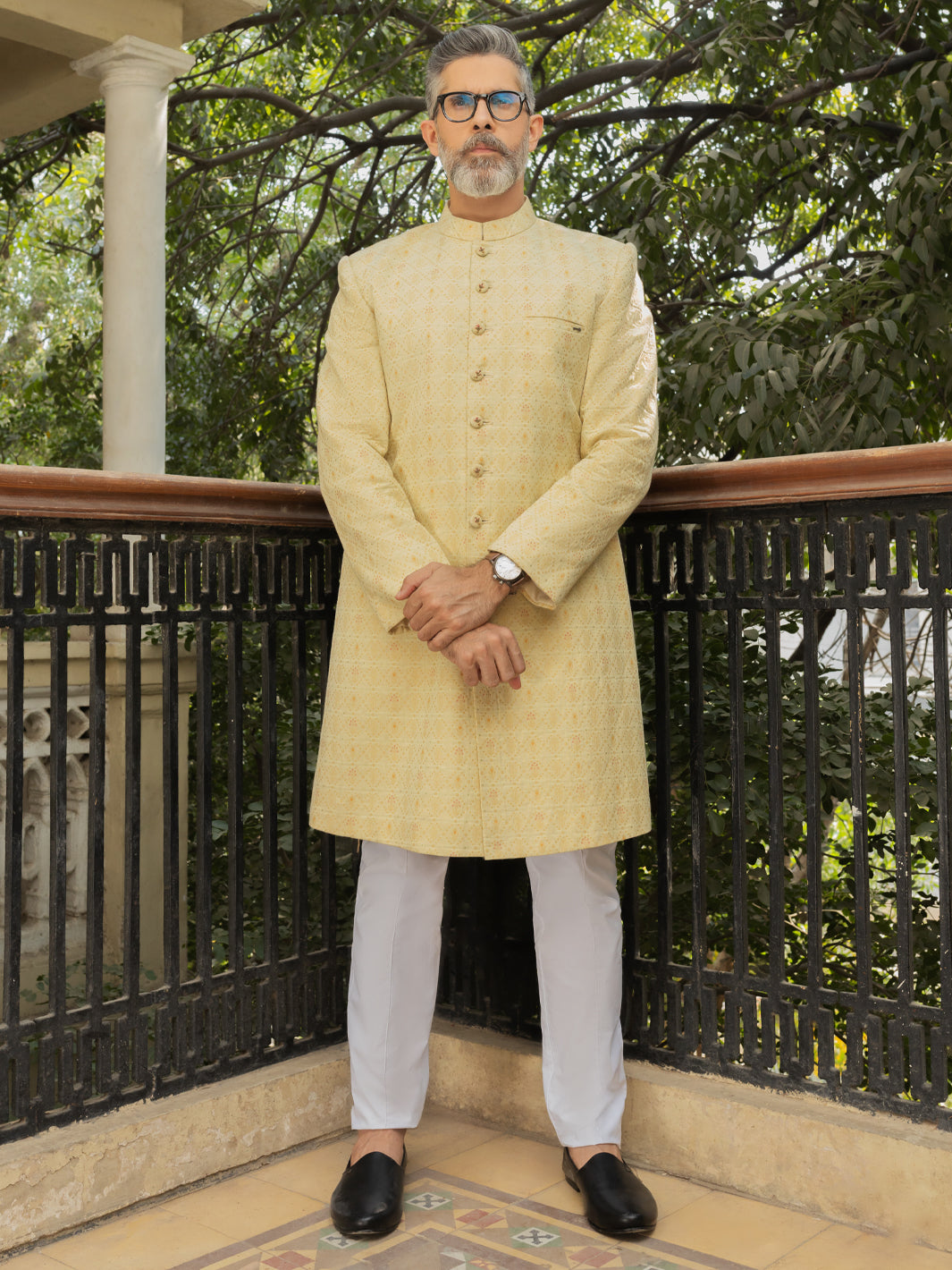 Yellow Embroidered Sherwani - AL-SW-150