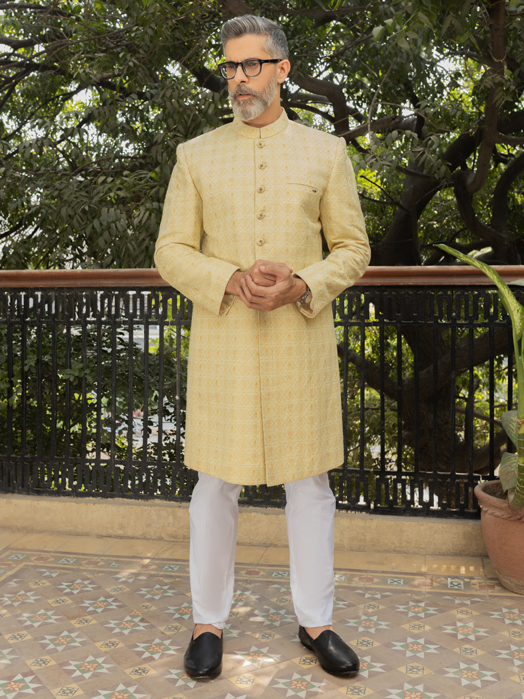 Yellow Embroidered Sherwani - AL-SW-150