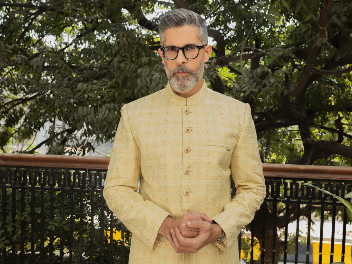 Yellow Embroidered Sherwani - AL-SW-150