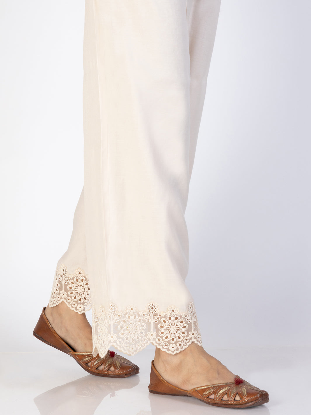 Beige Maple Silk Trousers - AL-T-693