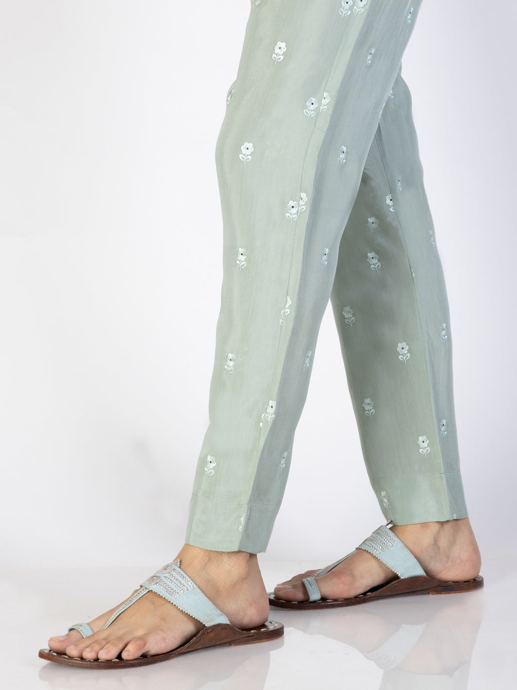 Pista Green Viscose Trousers - AL-T-698