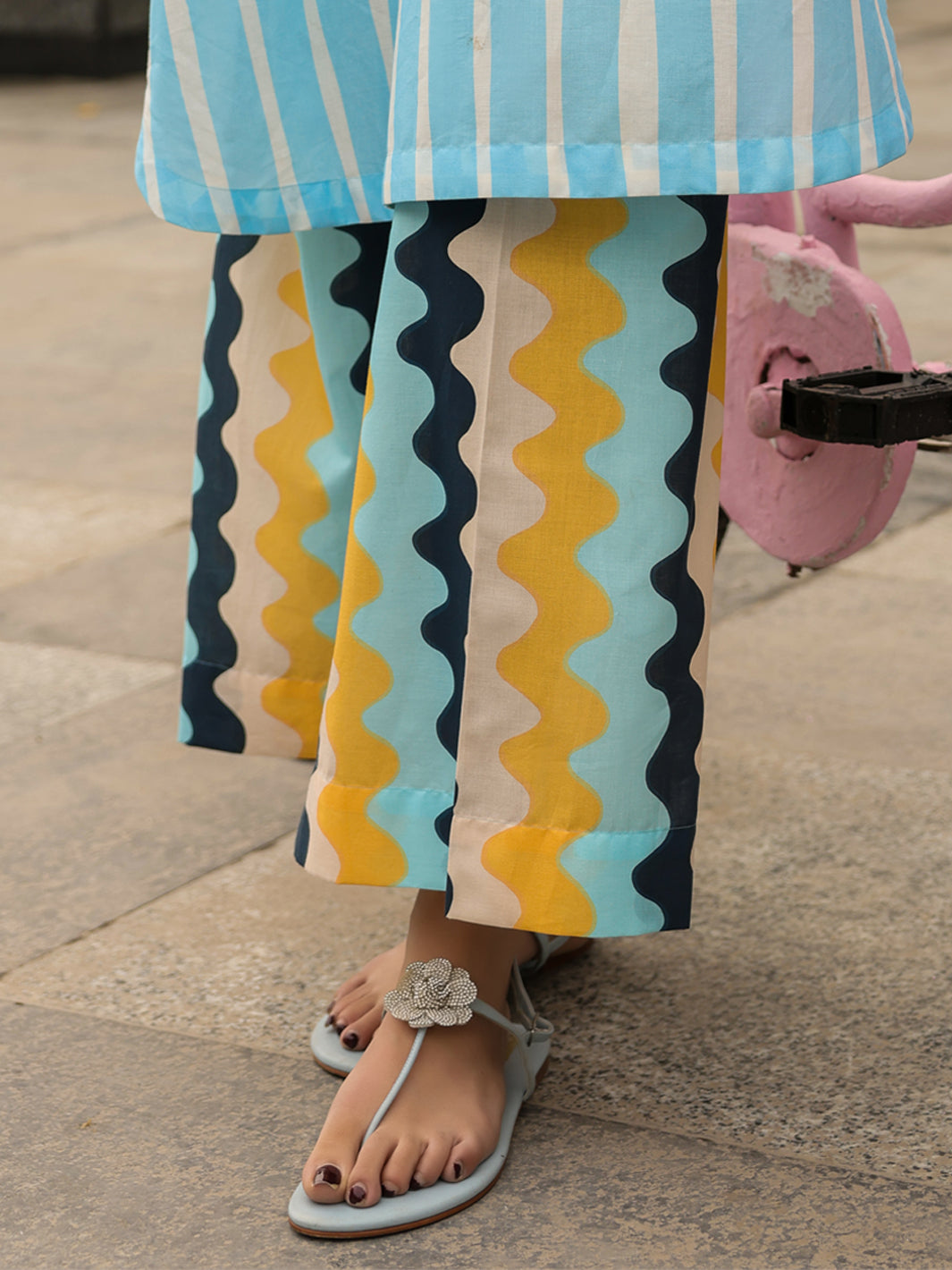 Multicolor Lawn Casual Trousers - AL-T-799