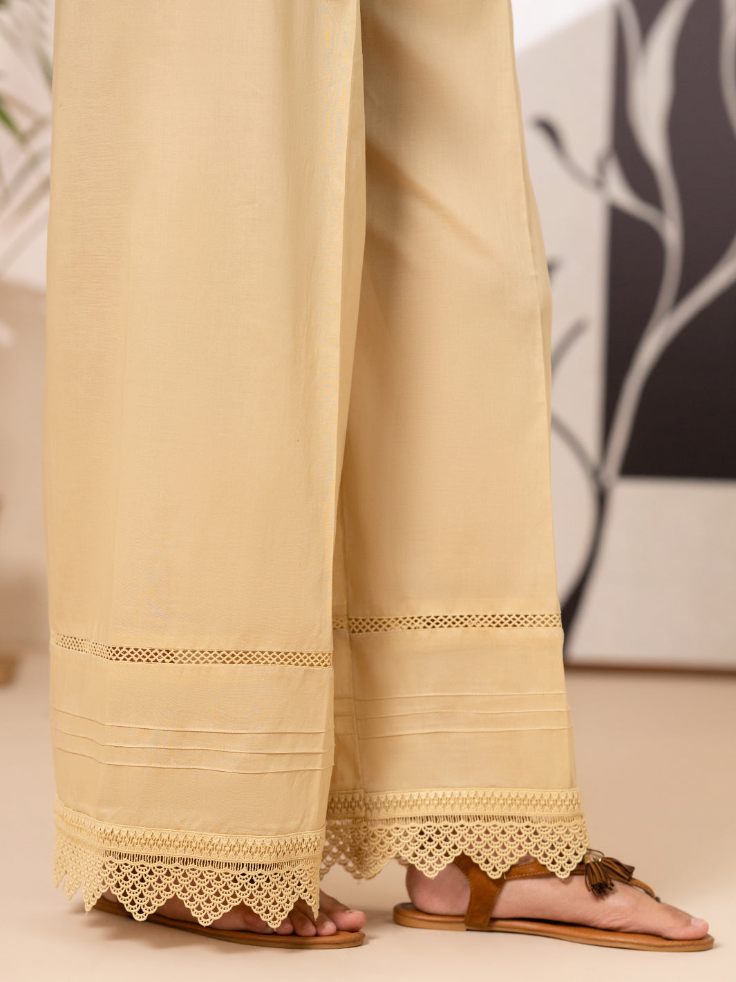 Beige Cotton Lawn Trouser - AL-T-844