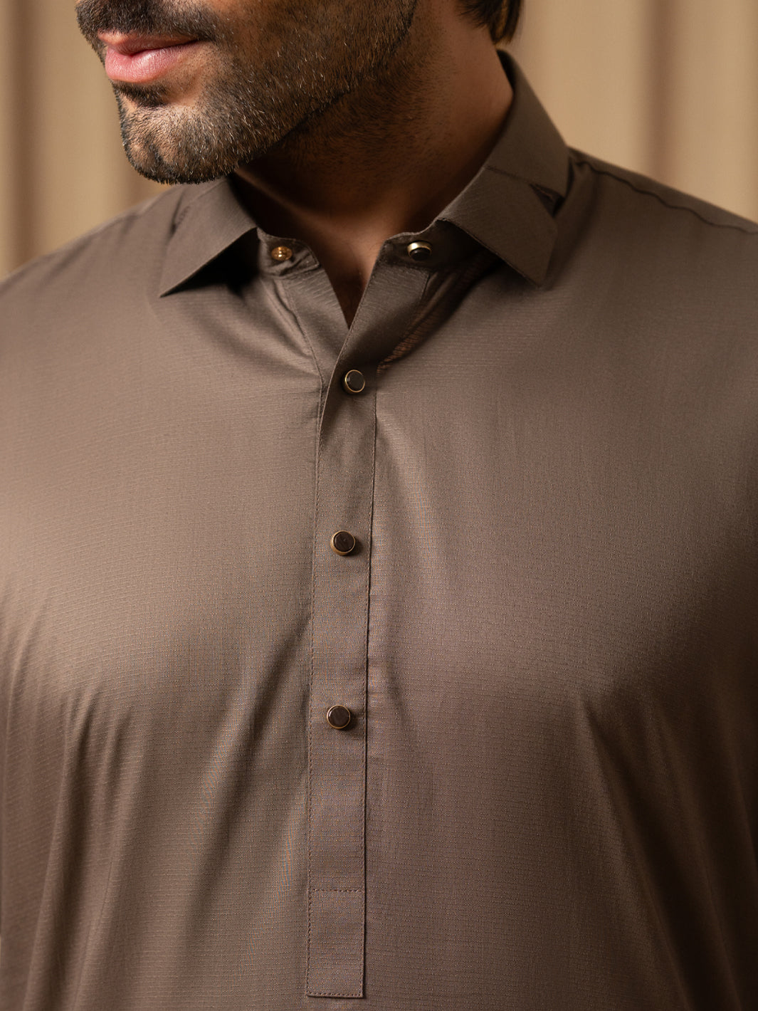 Brown Cotton Kameez Shalwar - ALWA-KS-583
