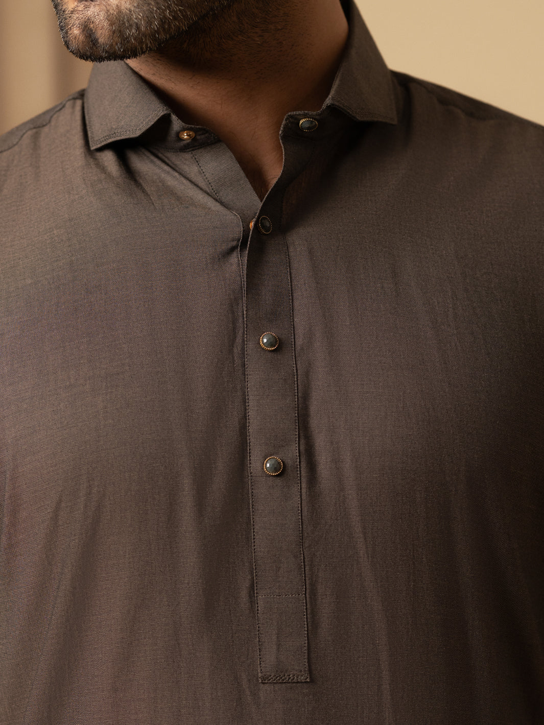 Brown Cotton Kameez Shalwar - ALWA-KS-599