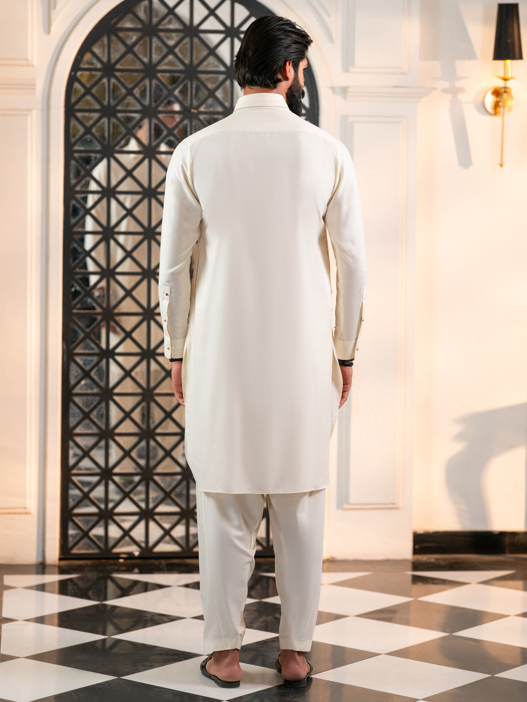 Off White Cut & Sew Kameez Shalwar - ALWA-KS-613A