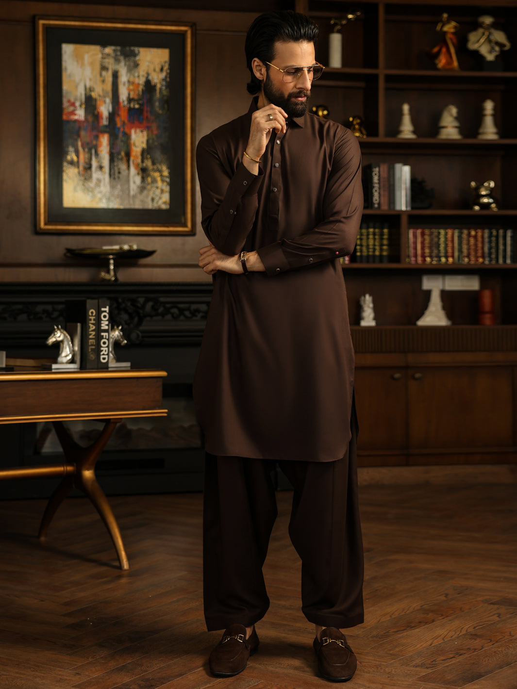 Brown Cut & Sew Kameez Shalwar - ALWA-KS-620