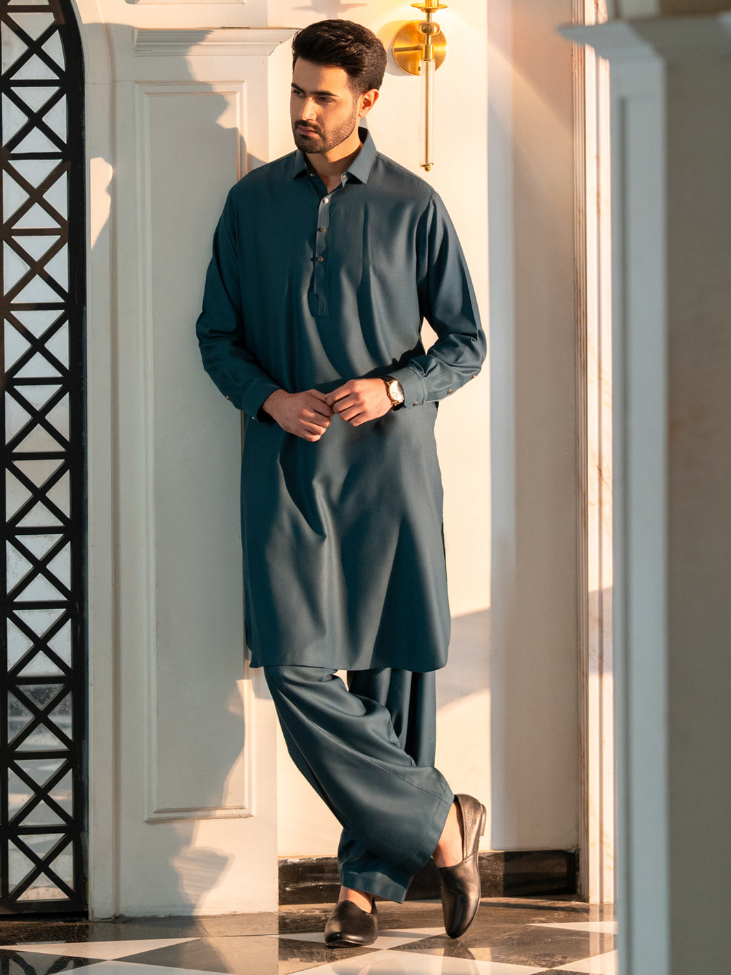 Teal Cut & Sew Kameez Shalwar - ALWA-KS-635A