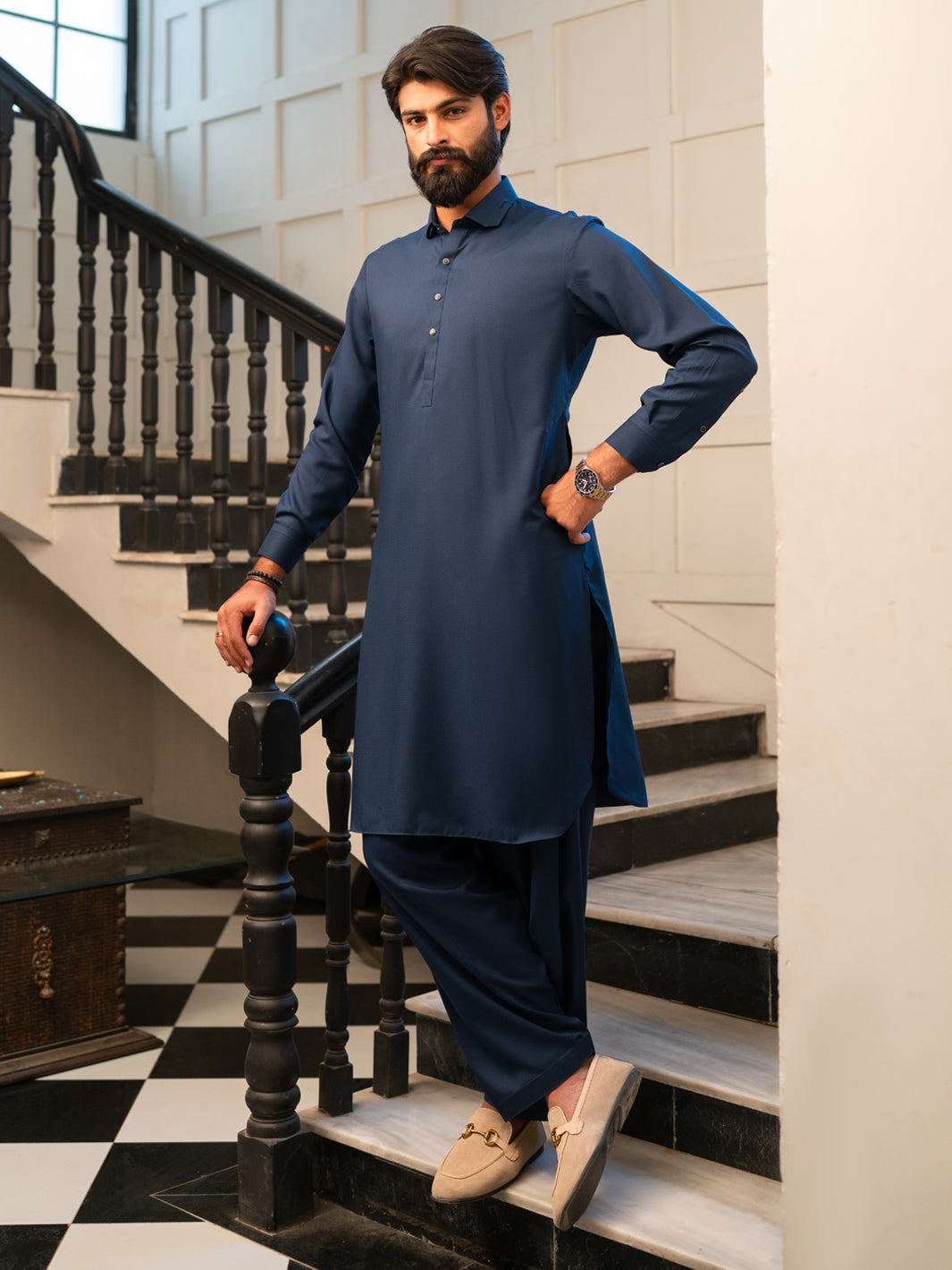 Blue Cut & Sew Kameez Shalwar - ALWA-KS-647