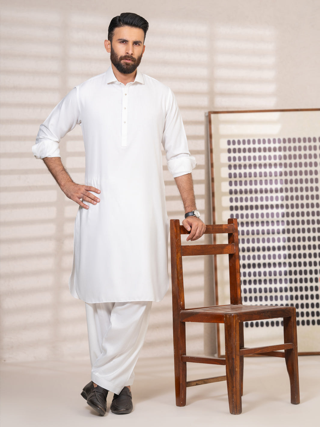 White Kameez Shalwar - ALWA-KS-695