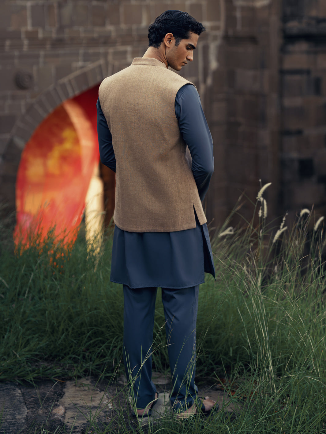 Beige-Brown Formal Waistcoat - AL-WC-475