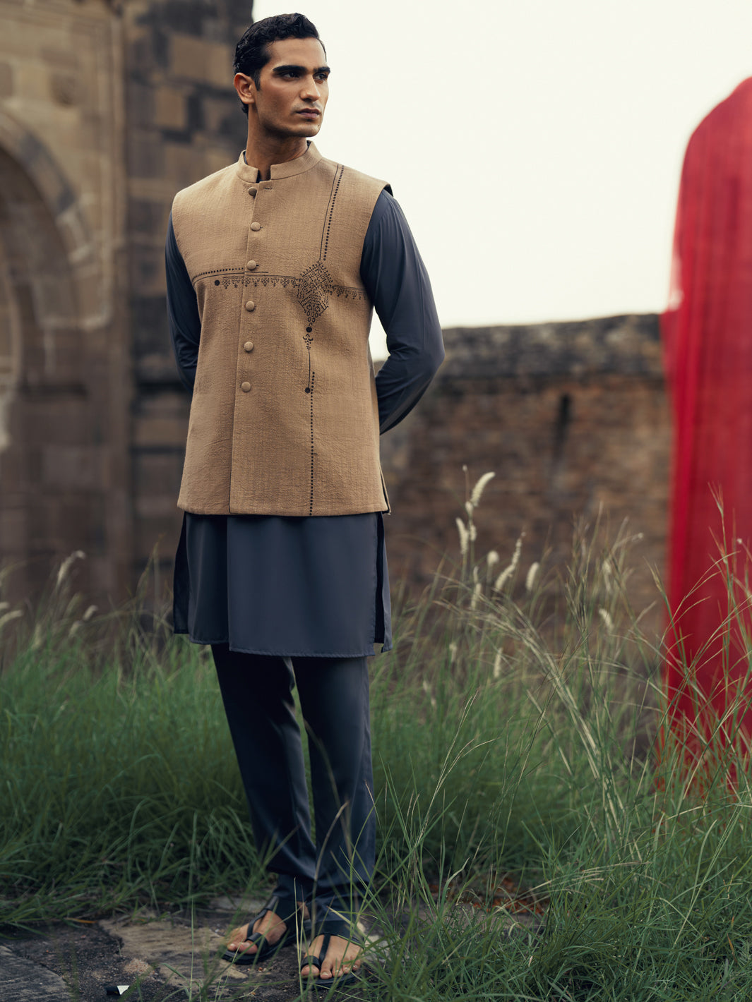 Beige-Brown Formal Waistcoat - AL-WC-475