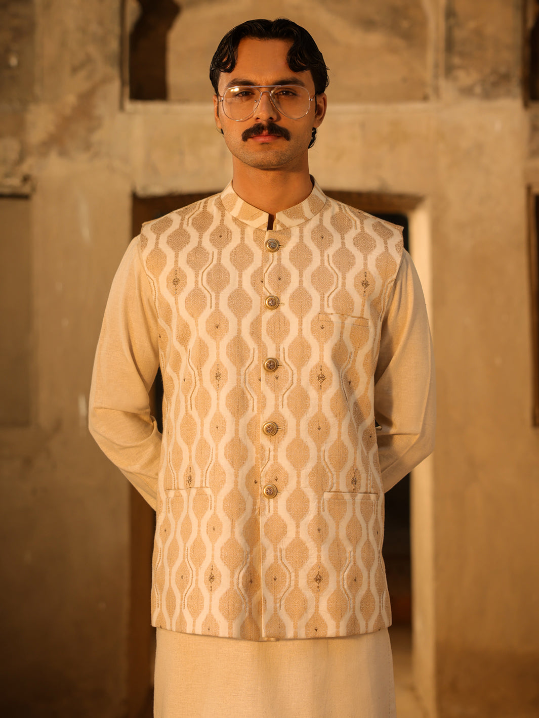 Beige Semi-Formal Waistcoat - AL-WC-615