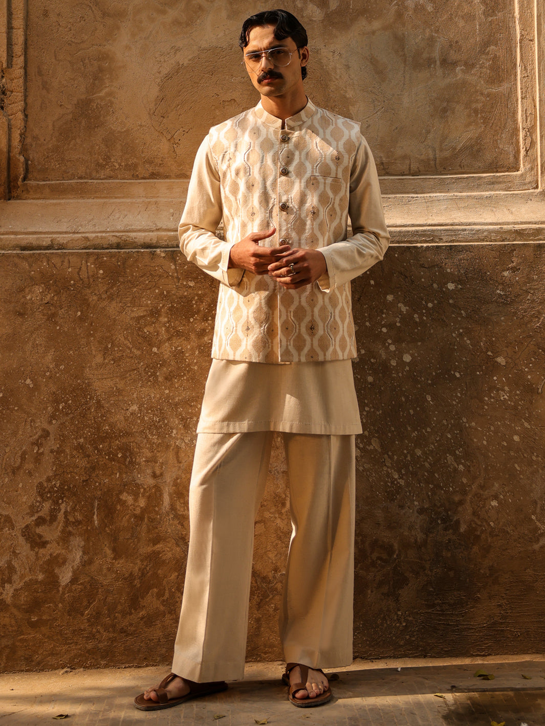 Beige Semi-Formal Waistcoat - AL-WC-615