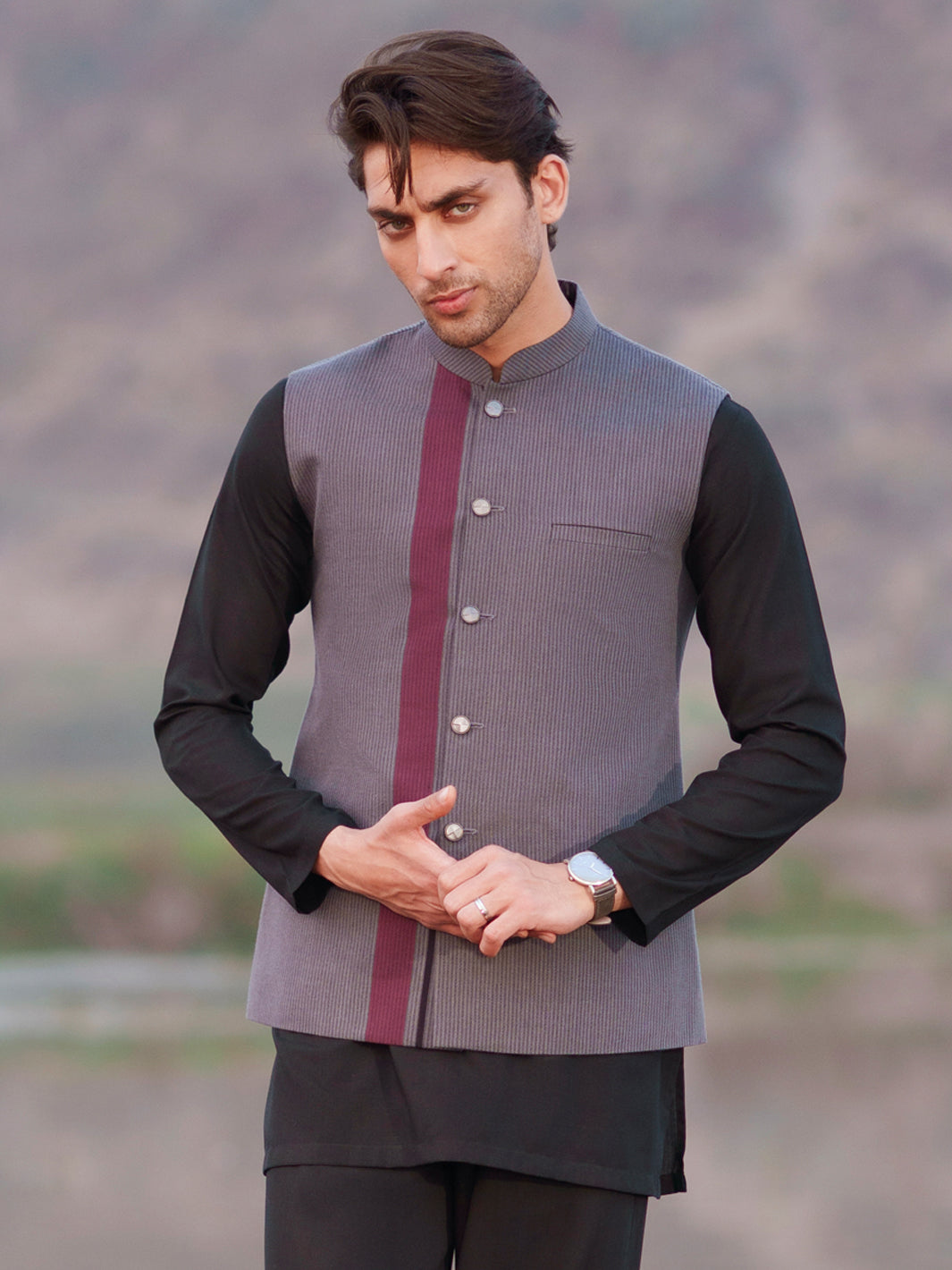 Grey Cotton Cut & Sew Waistcoat - AL-WC-622