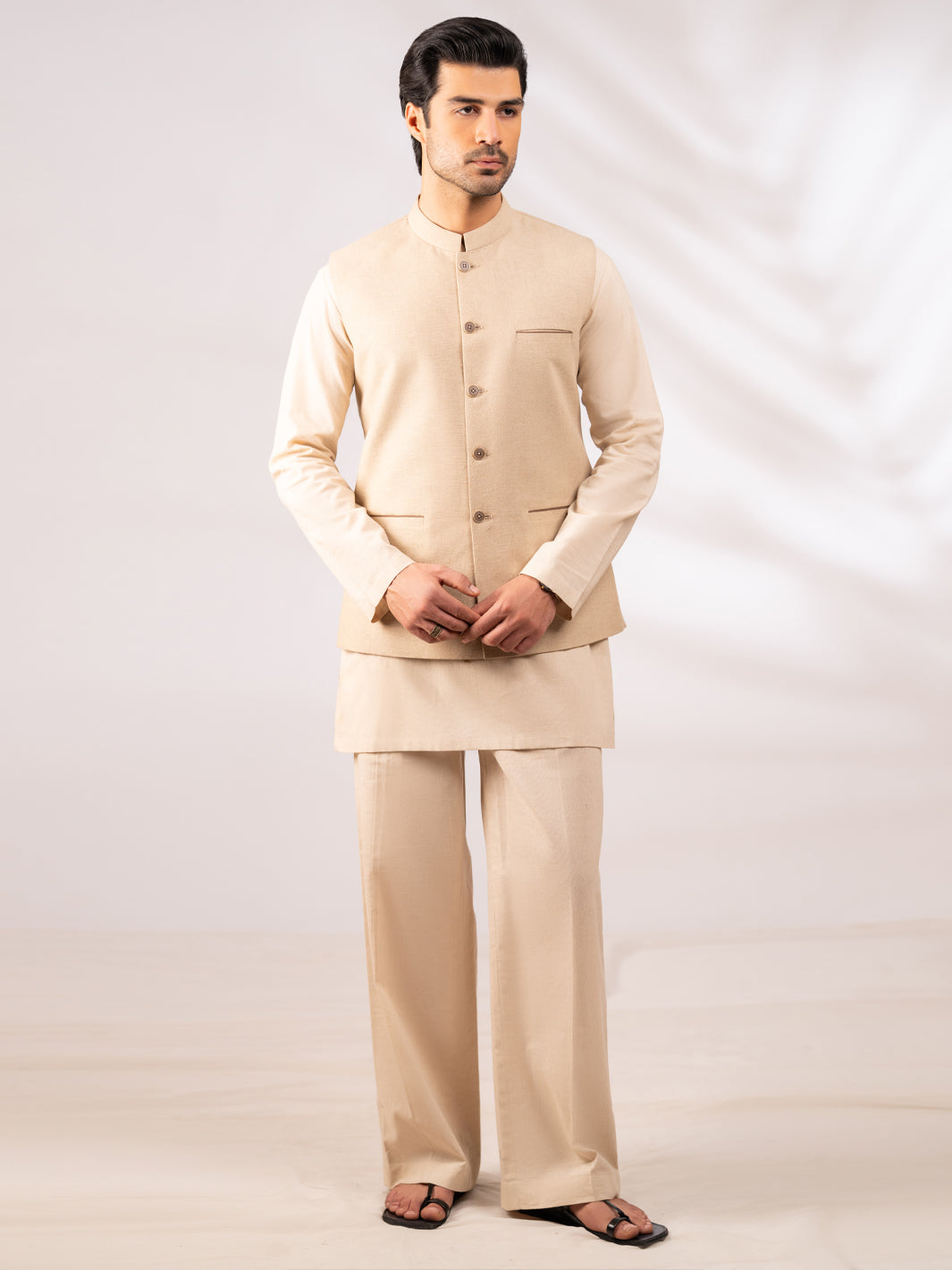 Beige Cut & Sew Waistcoat - AL-WC-630