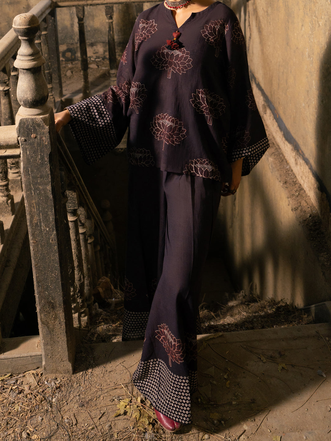 Dark Brown Dyed Lawn Comrade Stitched 2PC - ALCR-2PS-LKS-1139