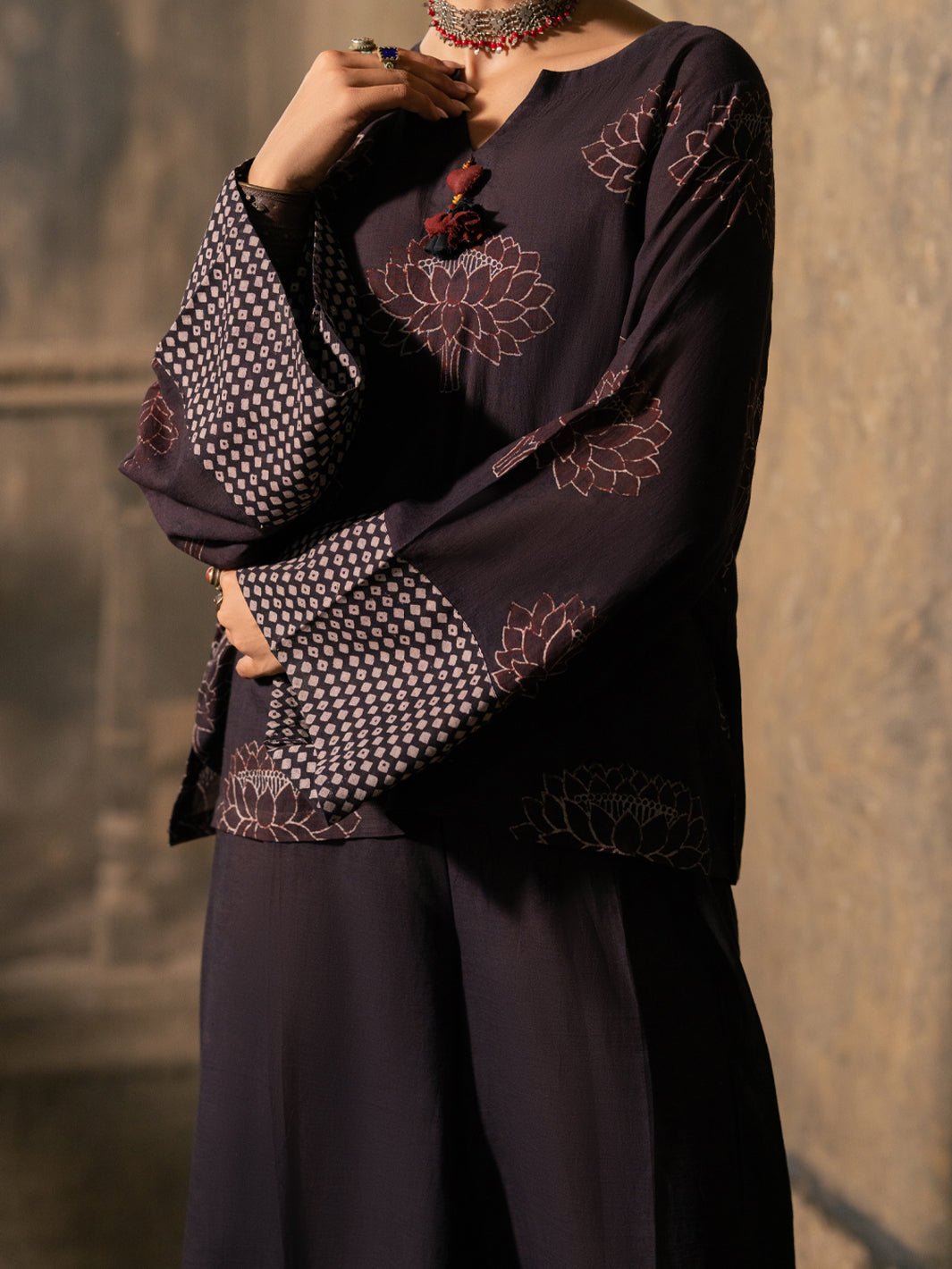 Dark Brown Dyed Lawn Comrade Stitched 2PC - ALCR-2PS-LKS-1139