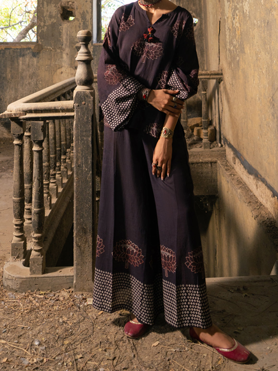 Dark Brown Dyed Lawn Comrade Stitched 2PC - ALCR-2PS-LKS-1139
