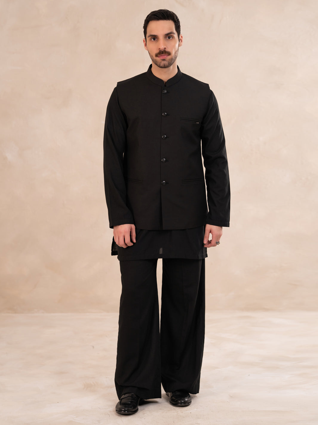 Black Plain Waistcoat - ALET-WC-1001-R3
