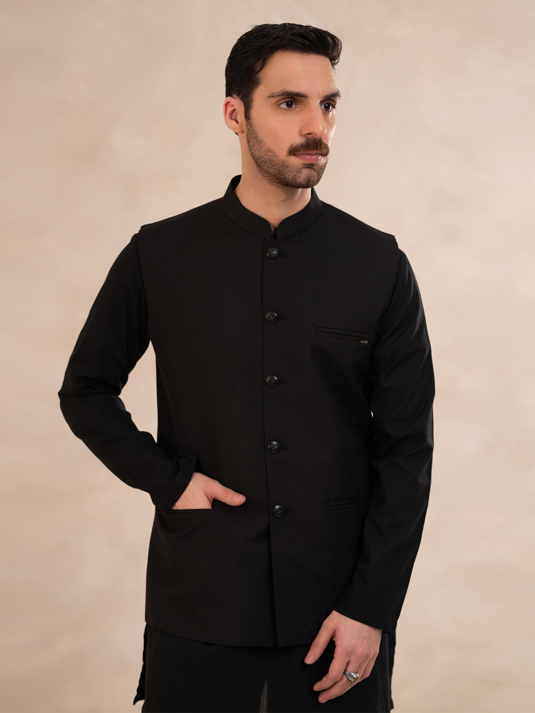 Black Plain Waistcoat - ALET-WC-1001-R3