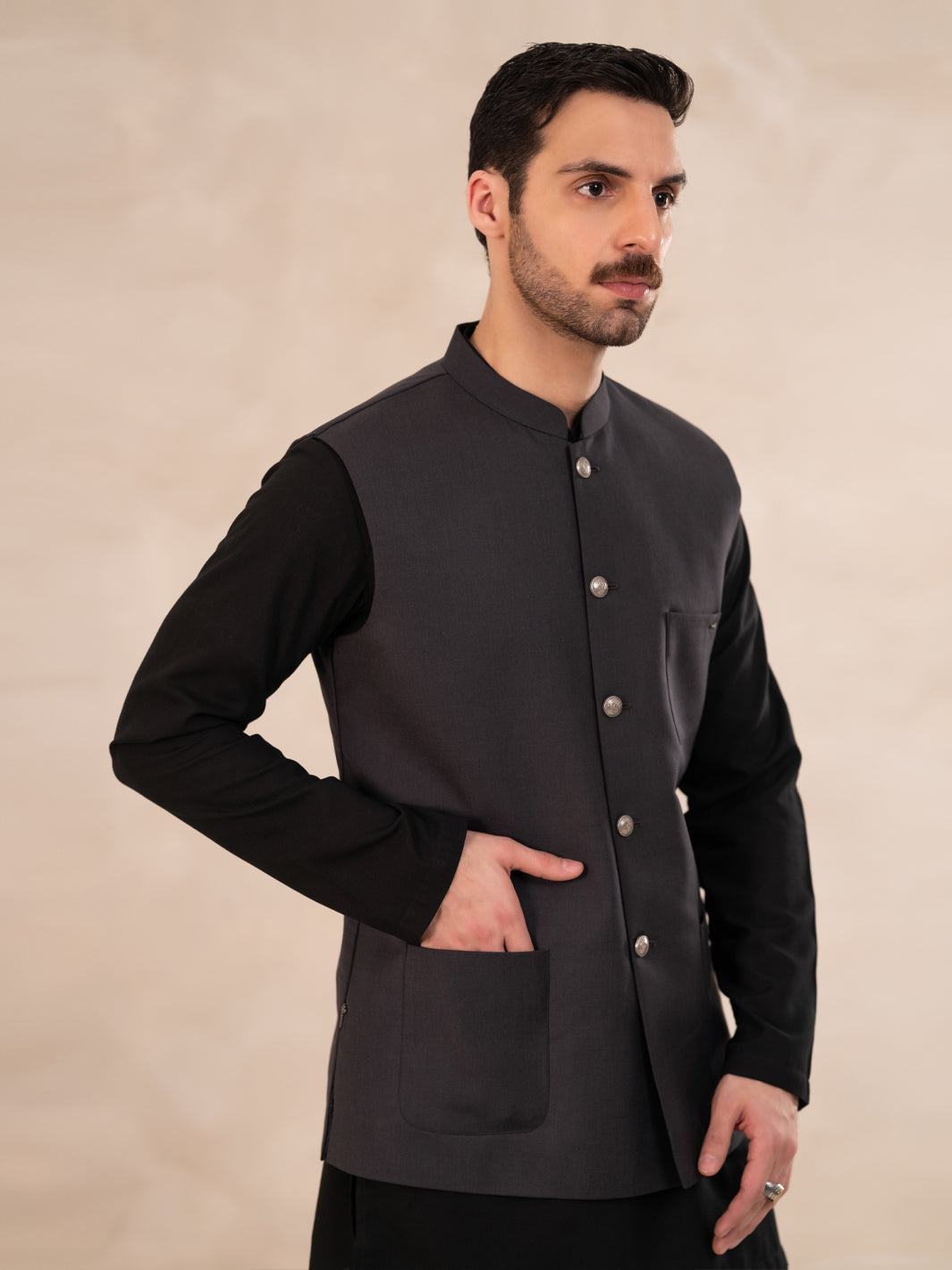 Grey Plain Waistcoat - ALET-WC-1002-R3