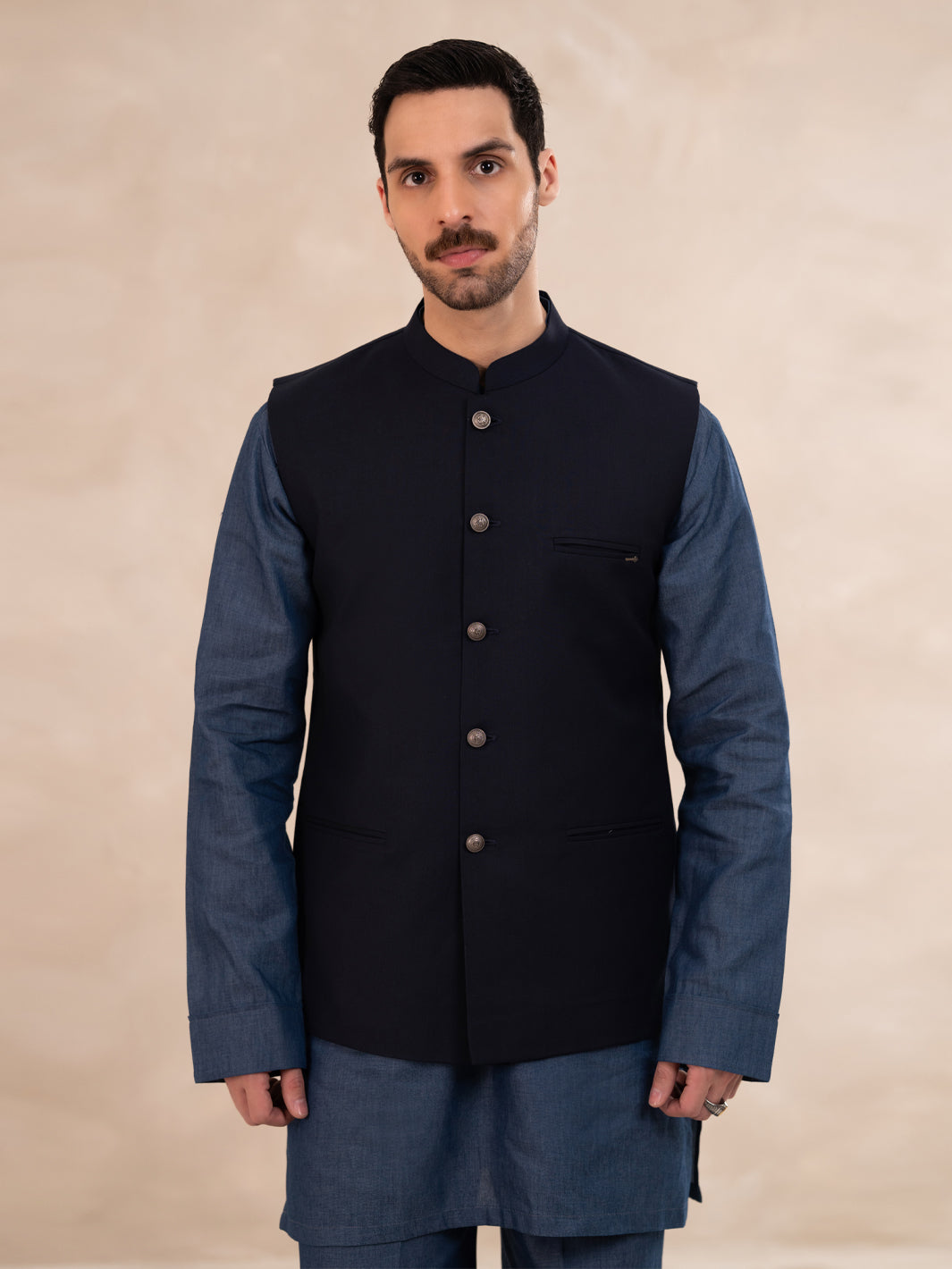Navy Blue Plain Waistcoat - ALET-WC-1003-R3