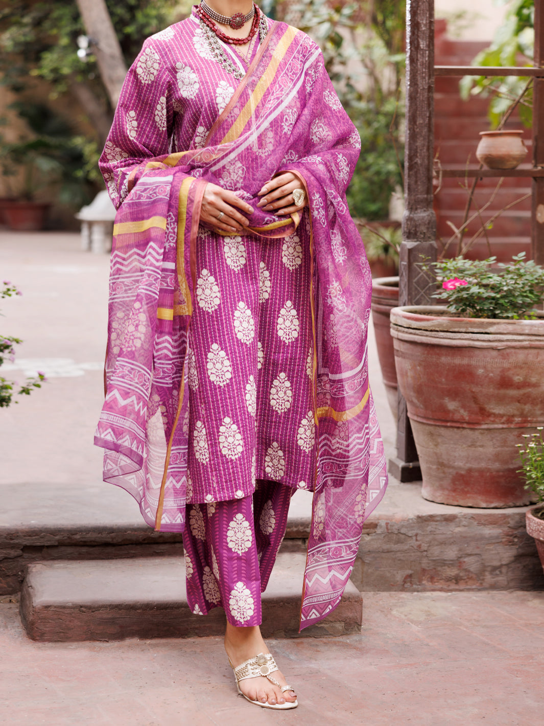 Purple Dobby 3Pc Stitched - ALP-3PS-1882