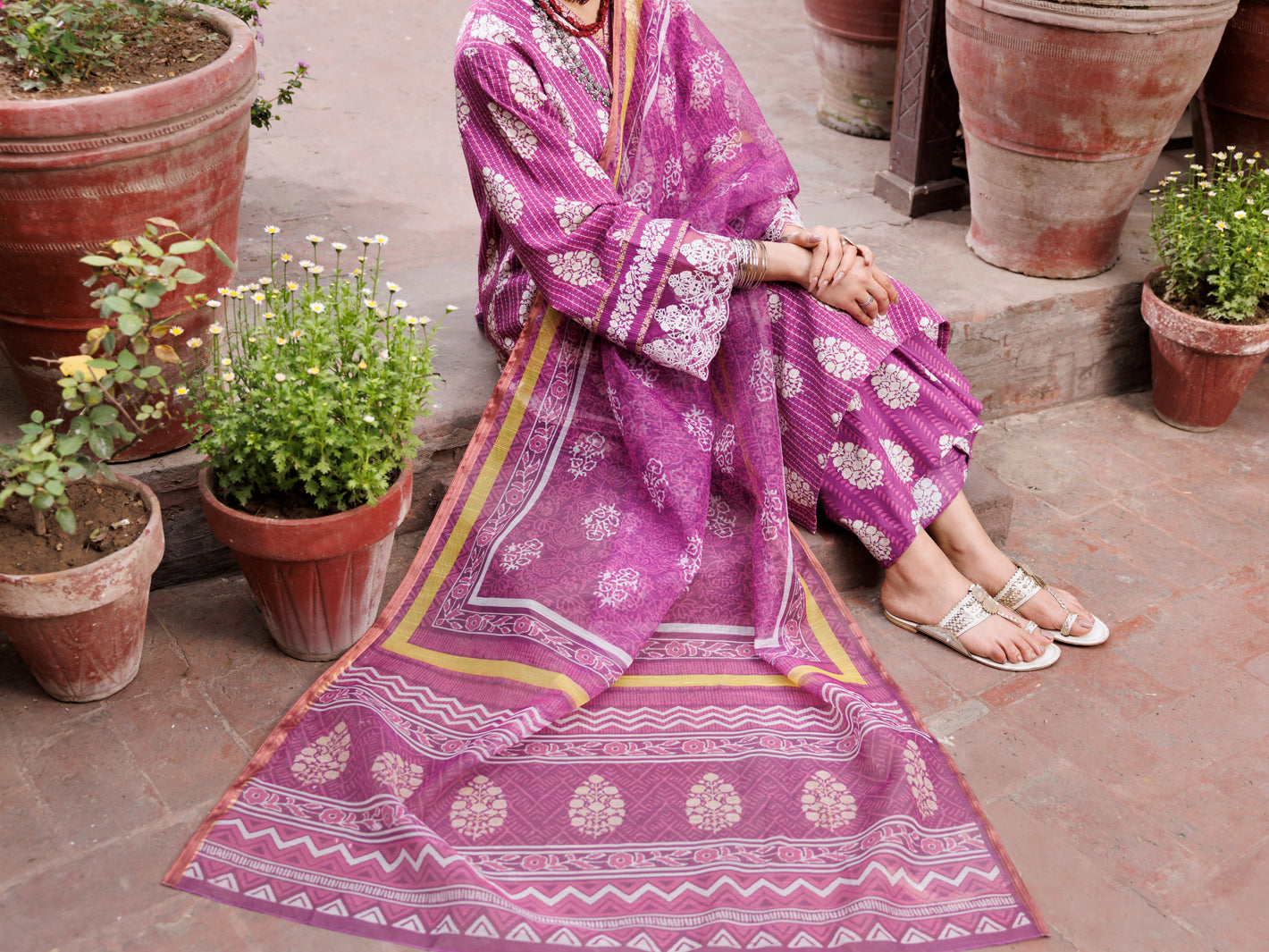 Purple Dobby 3Pc Stitched - ALP-3PS-1882
