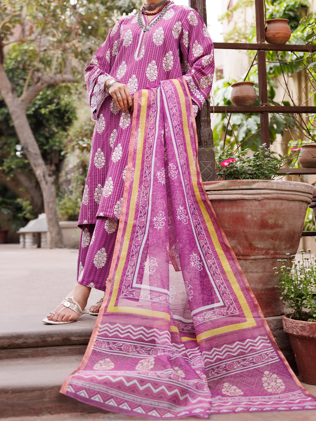 Purple Dobby 3Pc Stitched - ALP-3PS-1882