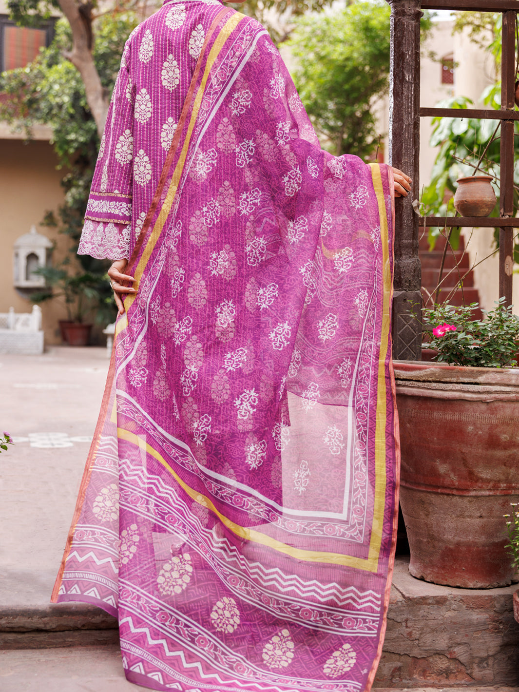 Purple Dobby 3Pc Stitched - ALP-3PS-1882